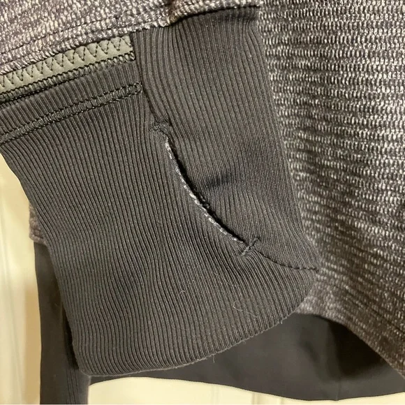 Lululemon Athletica Charcoal Gray/Black Quarter Zip Pullover Fold Over Hands 12 - Picture 5 of 12